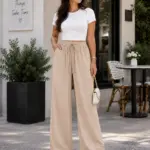 Pantalon Froissé - Beige clair