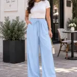 Pantalon Froissé - Bleu Ciel