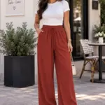 Pantalon Froissé - Rouge Bordeaux